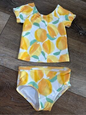 Girls' Yellow Lemon Print Twou-Piece Swim Set 12 months